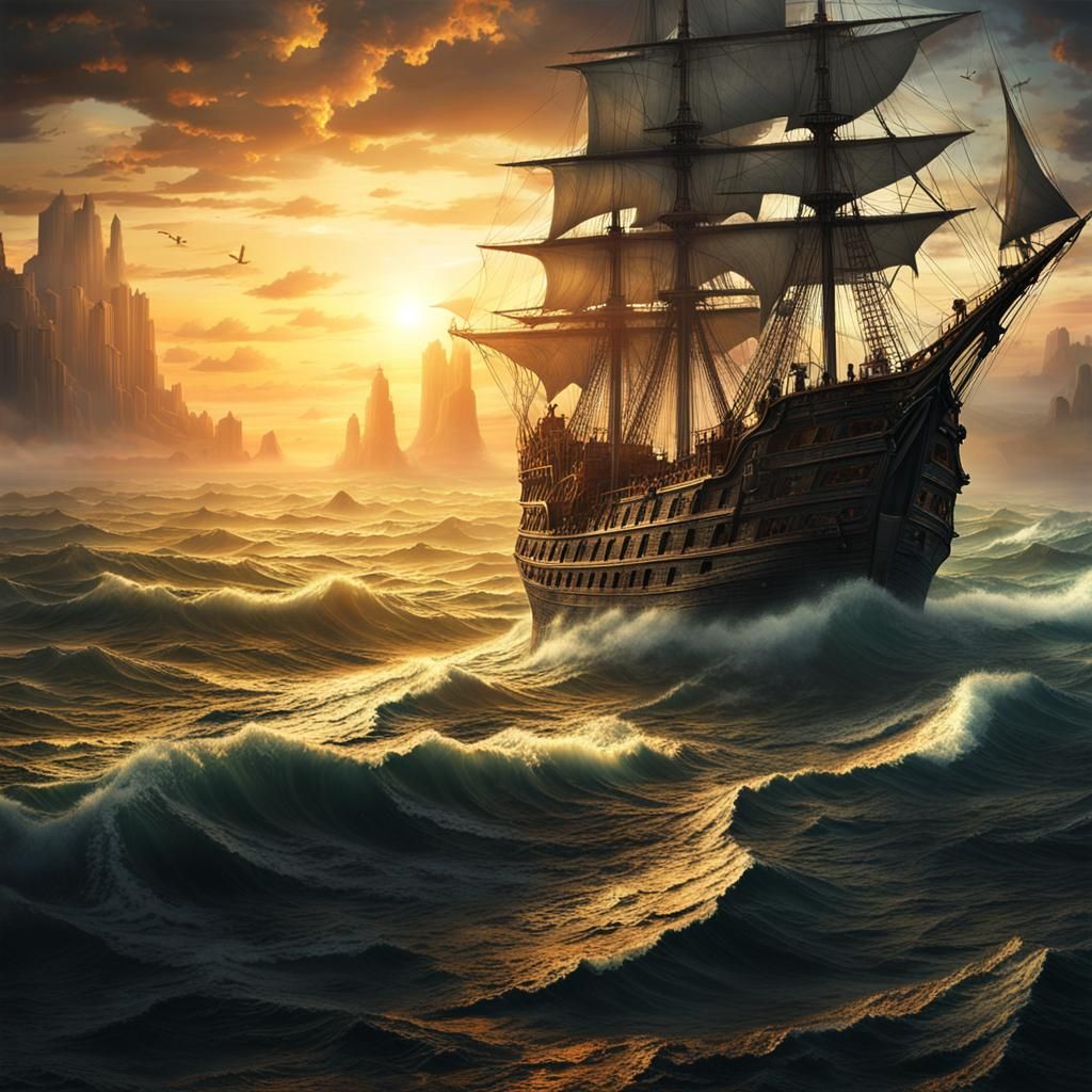 Columbus Sails Towards a New Dawn: Digital Matte Painting