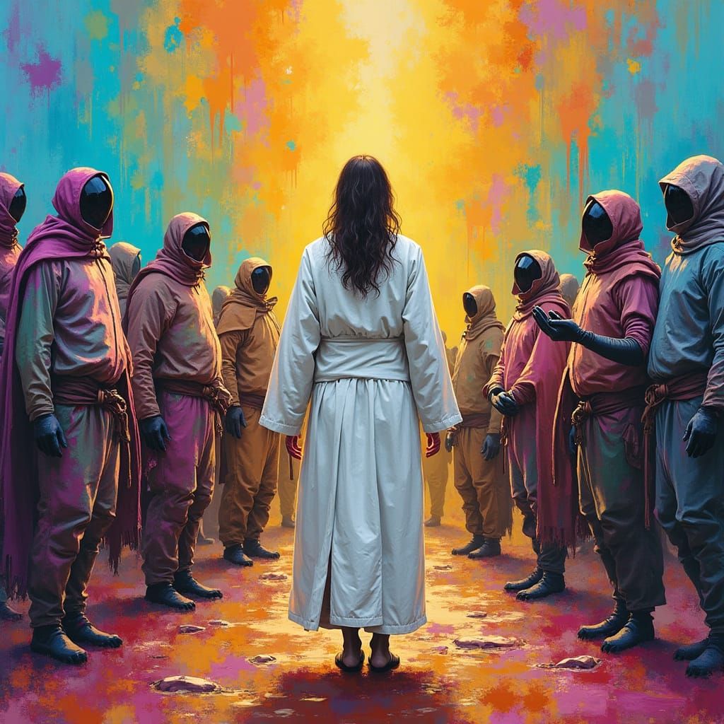 Woman in White Robes: Graffiti Street Art