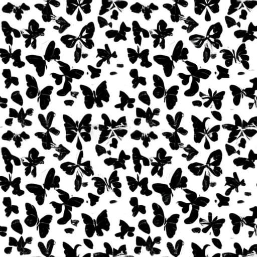 Butterfly silhouettes on a totally white background