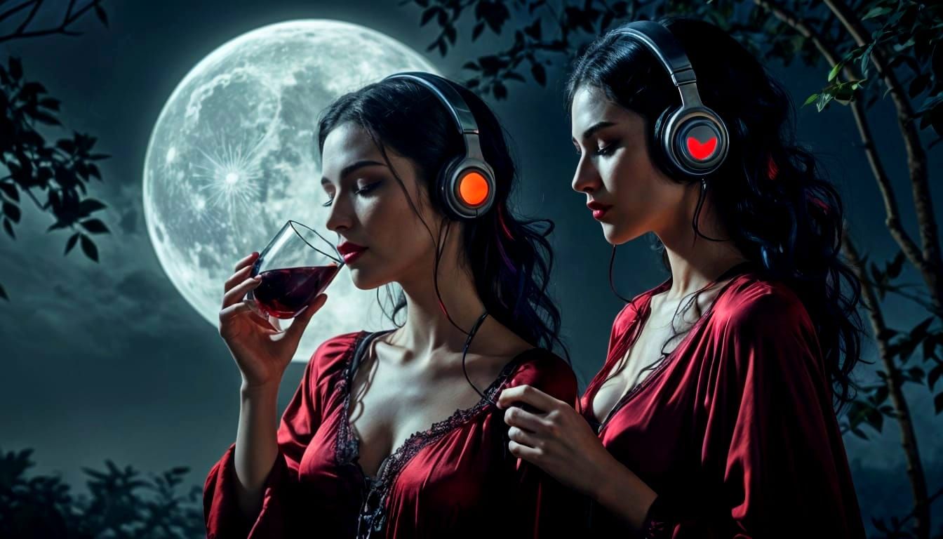 Vampiress Enjoys Night Under the Full Moon