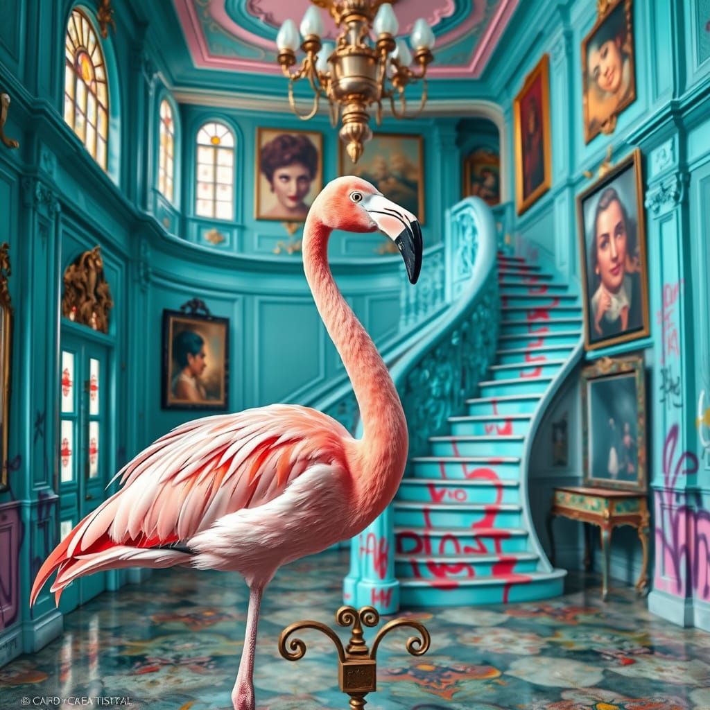 Surreal Flamingo in the House