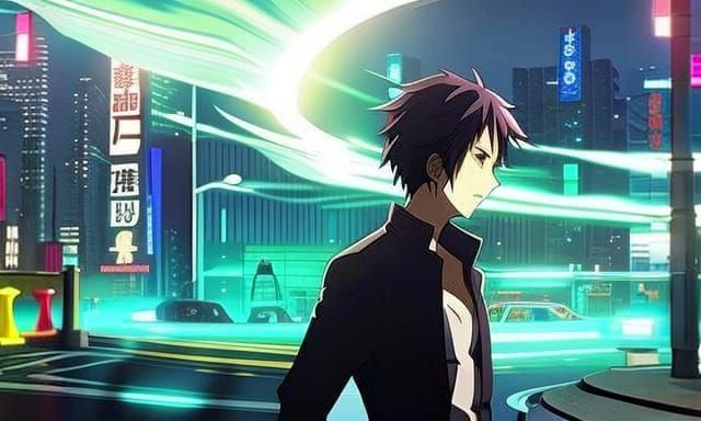 Cyberpunk Man in Anime Key Visual Style