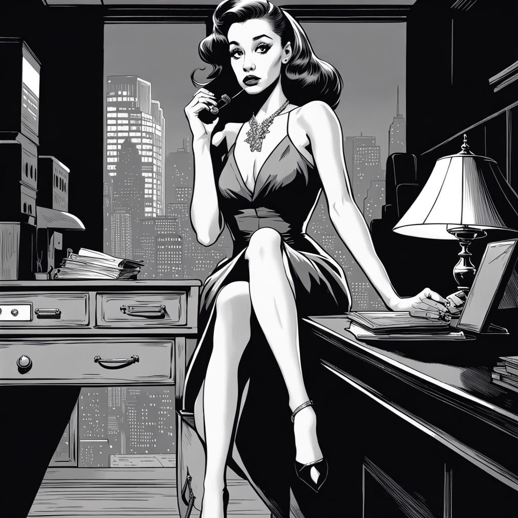 Ariana Grande as a Noir-Style Femme Fatale