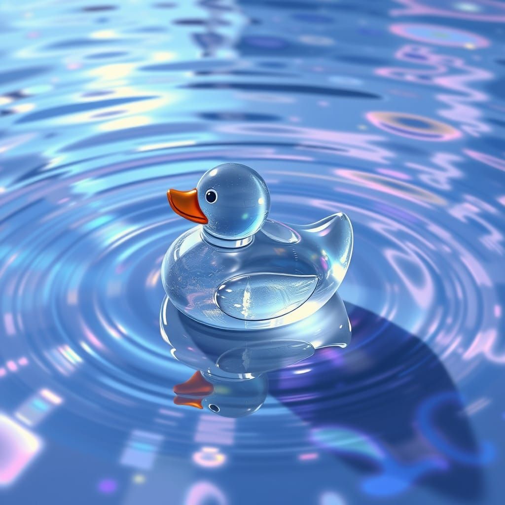 Crystal Rubber Duck in Vibrant, Dreamlike Aesthetic