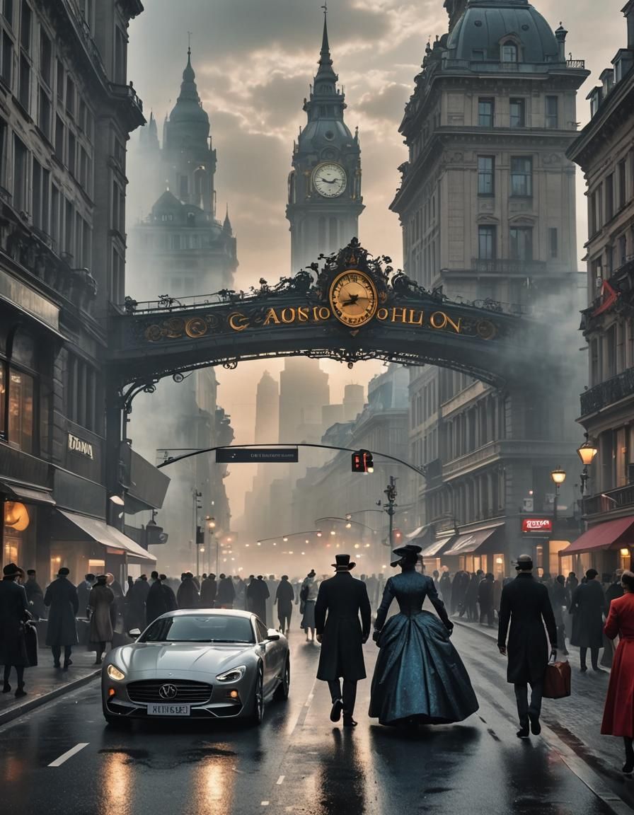 Futuristic City with Luxury Cars in Matte Painting Style