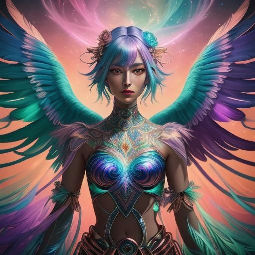 Surreal Woman with Rose Gold Aura, Astral Digital Art