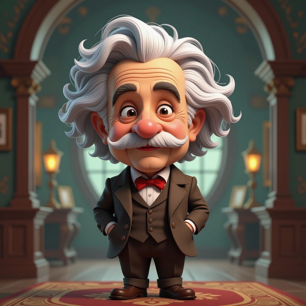 Funny Einstein Caricature in Fantasy Setting