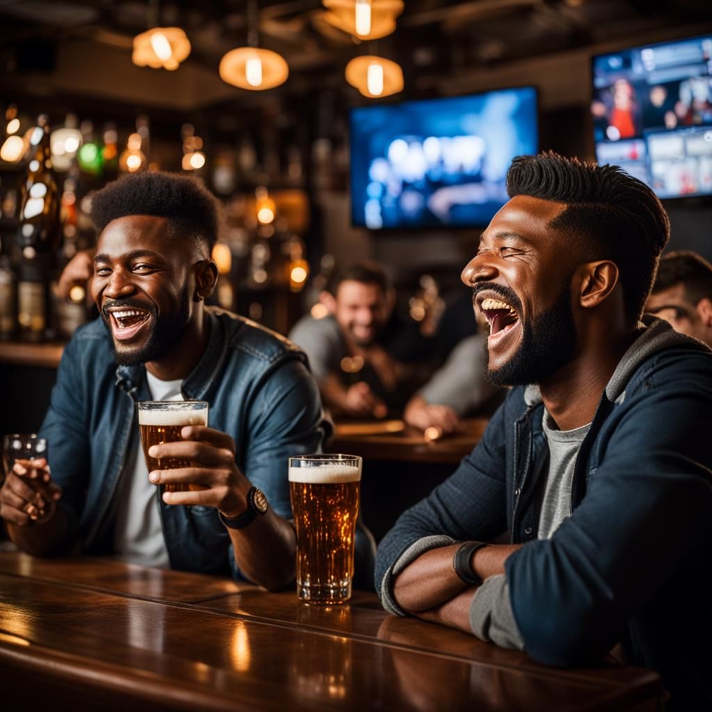 Friends Watching Game at Bar: Professional Photography