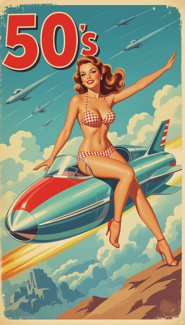 Retrofuturistic Pinup Sci-Fi Movie Poster