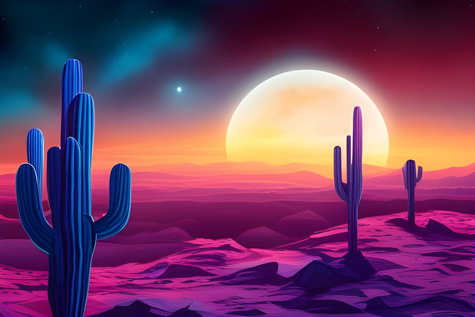 San Pedro Cactus on Distant Planet in Cosmic Art