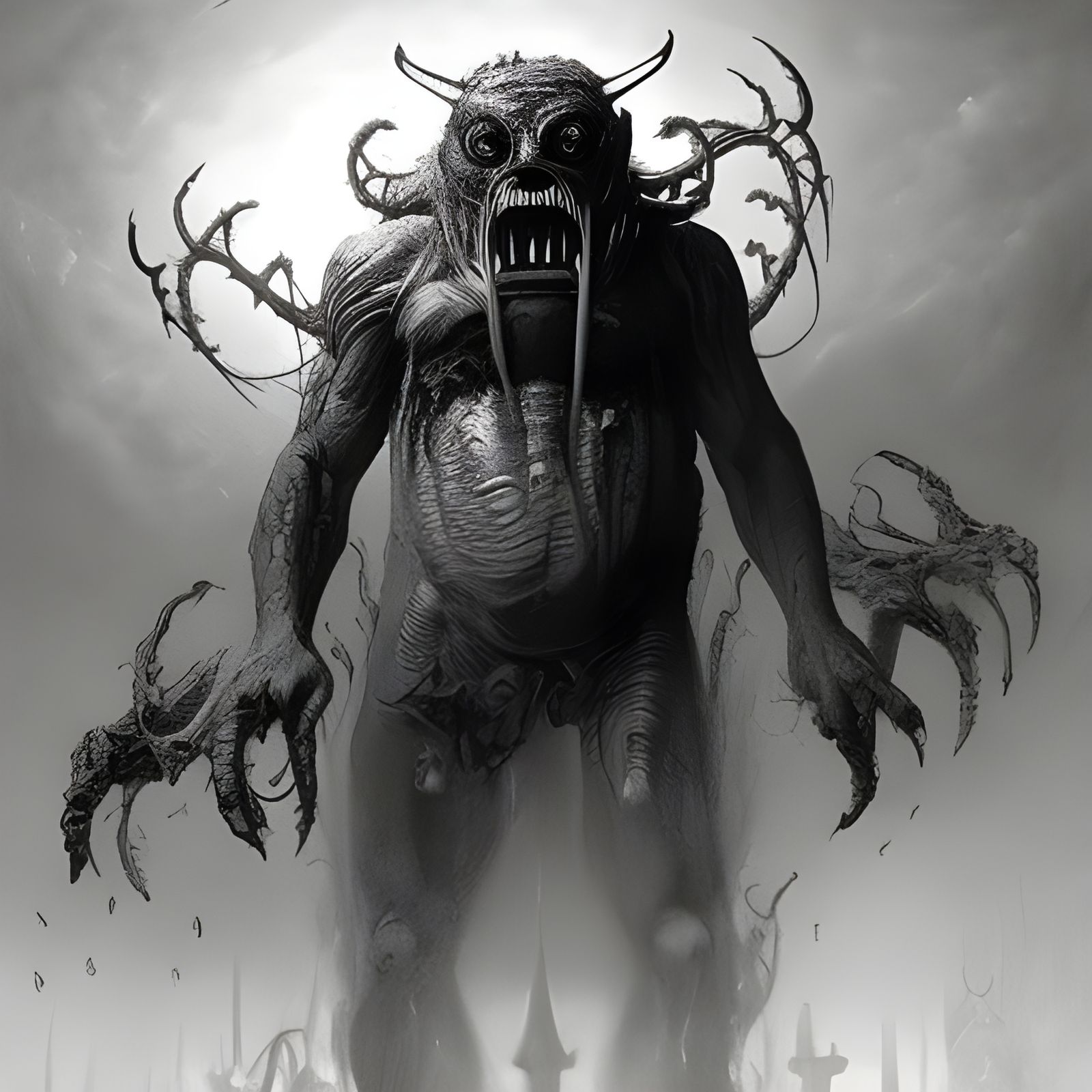 Horrific Multi-Eyed Demon with Razor Teeth