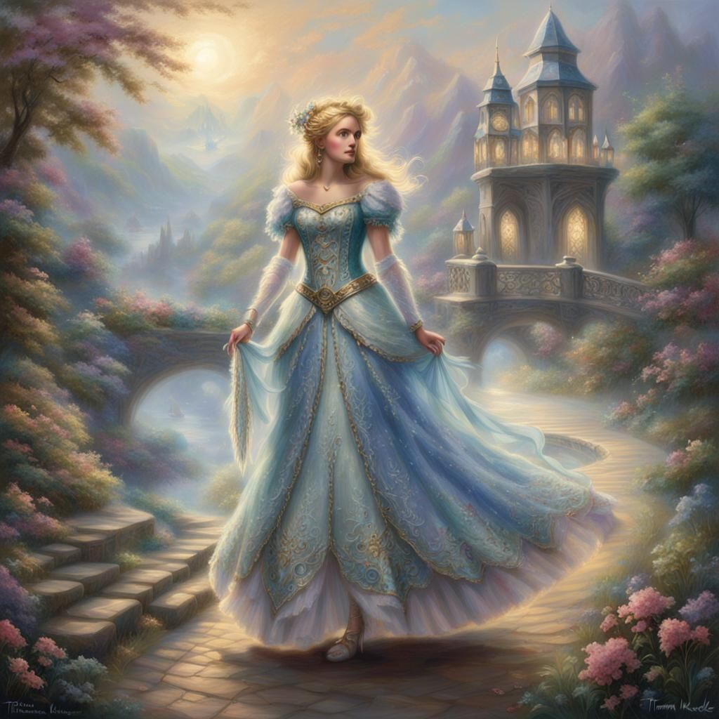 Ethereal Blonde in Fantasy Dress: Hyperdetailed Portrait