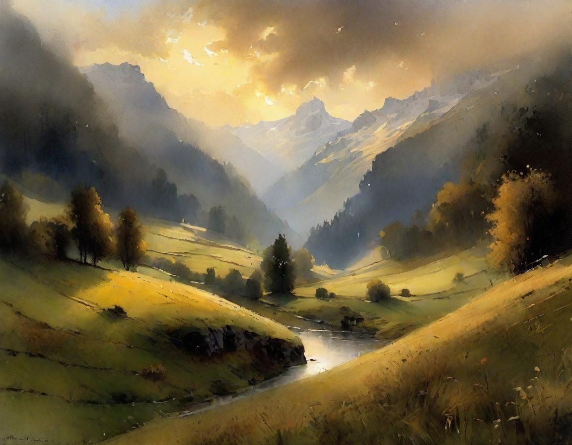 Bernese Oberland Gorge in Gentle Evening Light