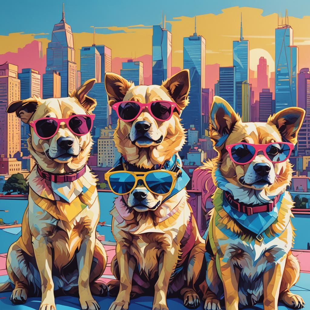 Dogs in Sunglasses: Pop Art Screen Print