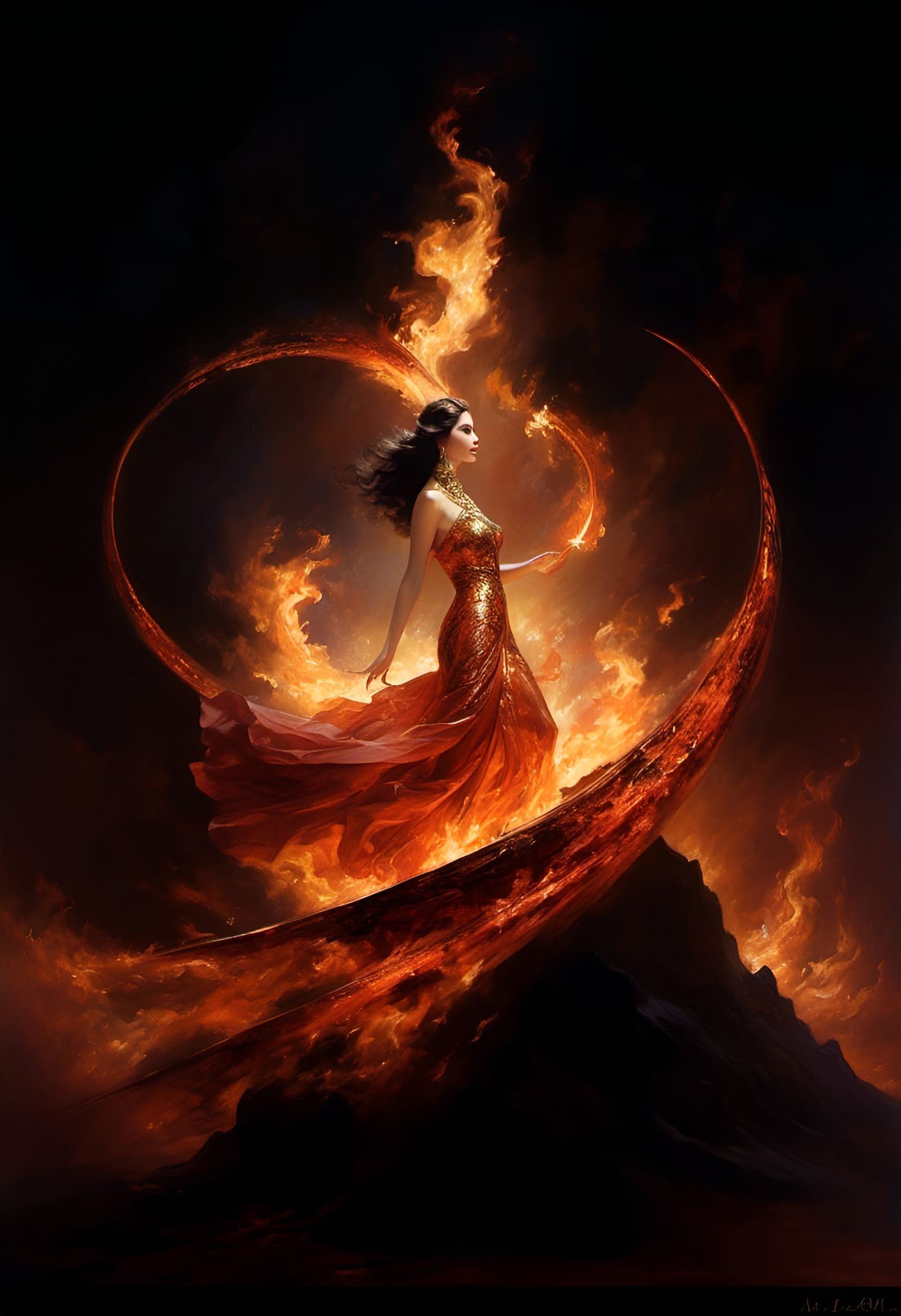 Mystic Fire with Ancient Symbols in Vivid Colors