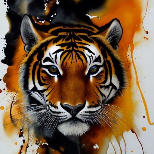 Eldritch Tiger in Liquid Ink Style