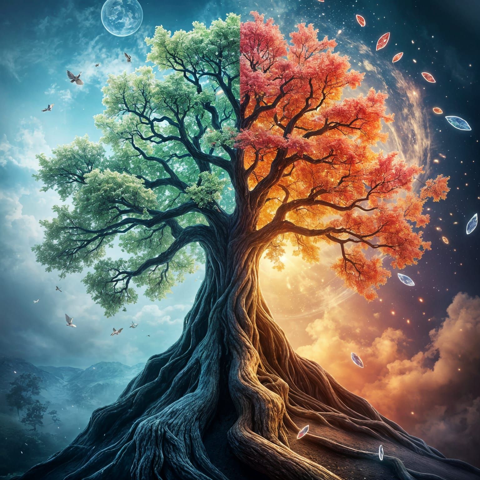 Magical Four Seasons Show: Hyperrealistic Splash Art