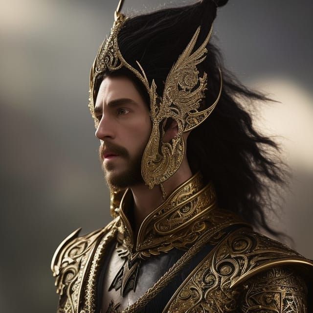 Handsome Elven Bard with Mandolin: Digital Matte Painting