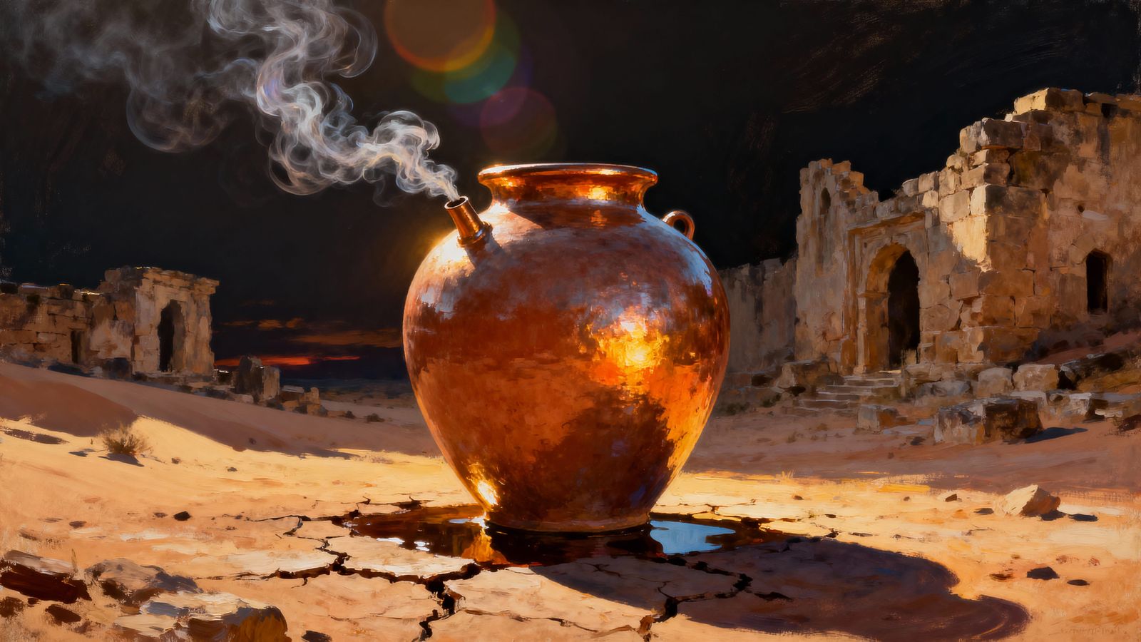 Majestic Cinnamon Jar in Epic Oil Painting Style