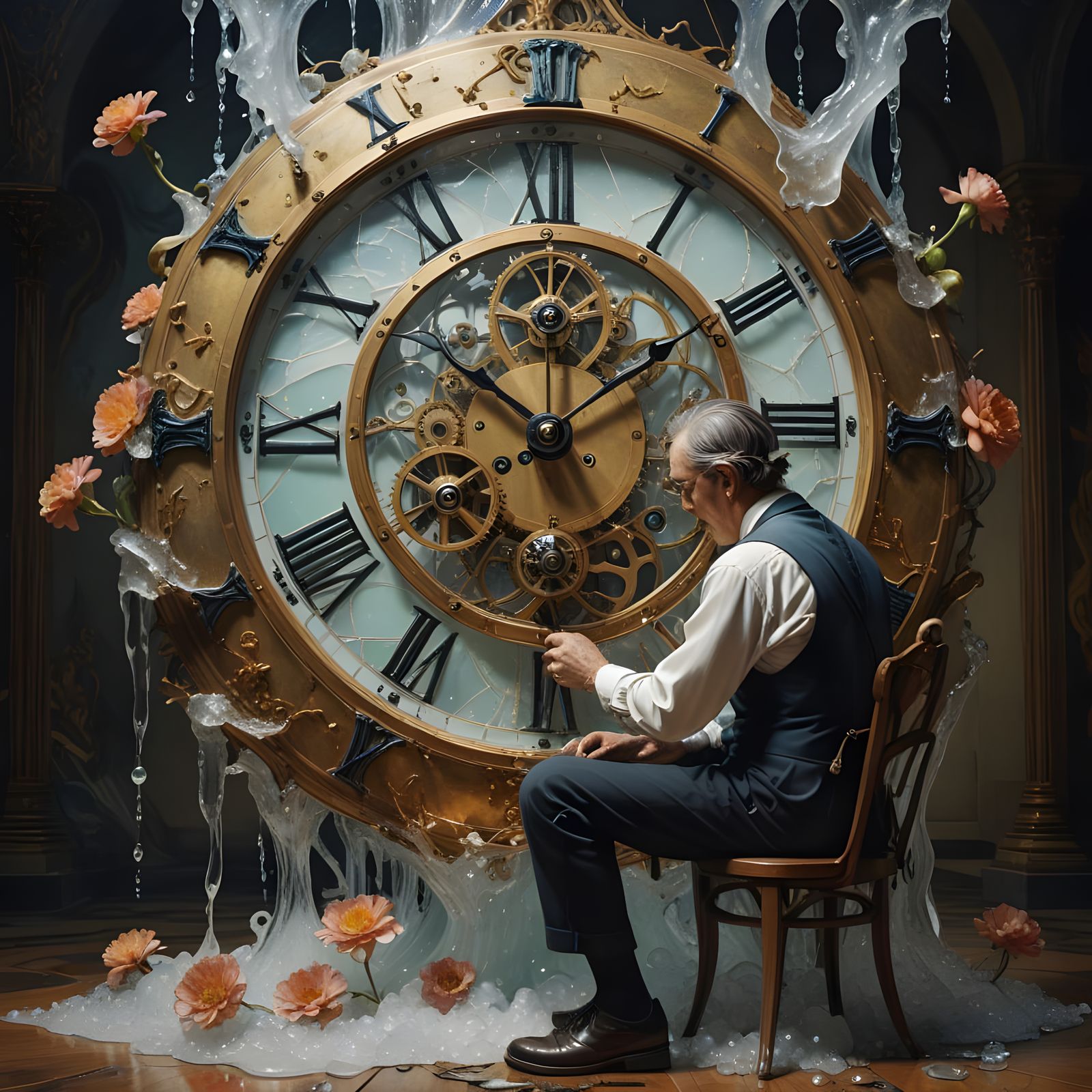 Blind Clockmaker Repairs Colossal Ice Clock in Void