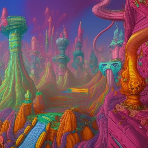 Candy Kingdom: Hyperdetailed Landscape in Warm Colors