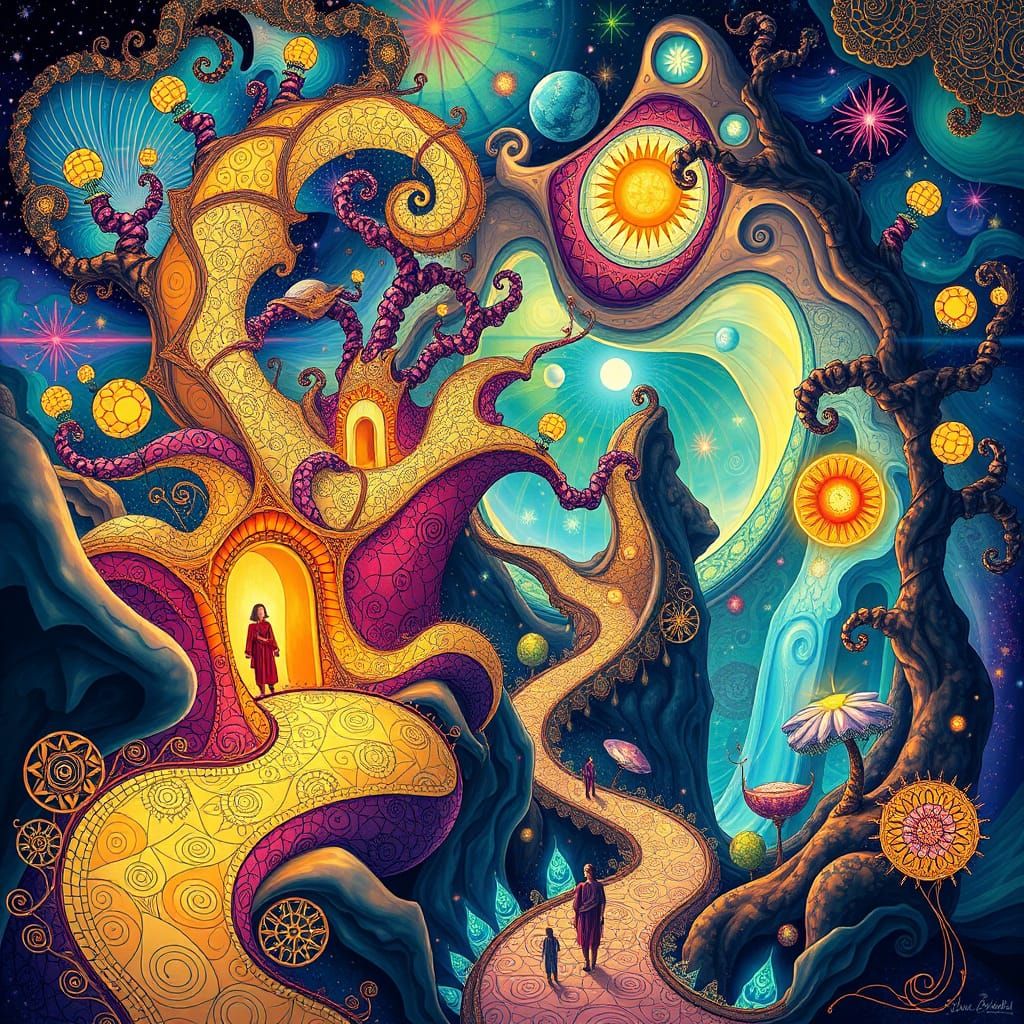 Whimsical Art Nouveau Dreamscapes in Vibrant 8K