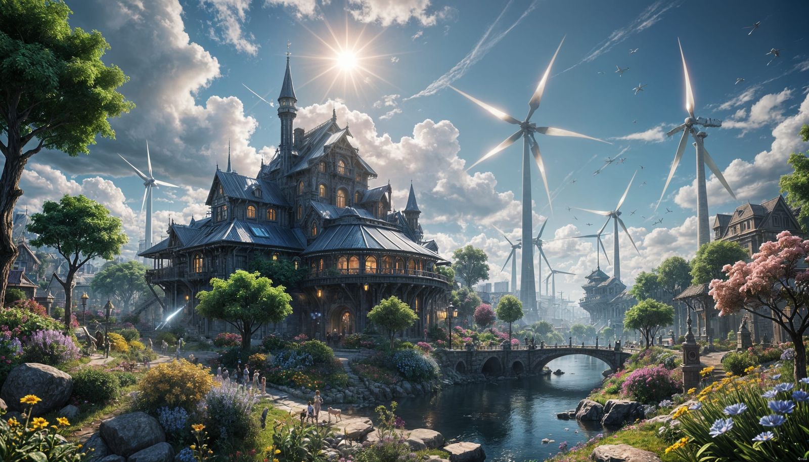 A Heavenly Solar City in a Cosmic Garden