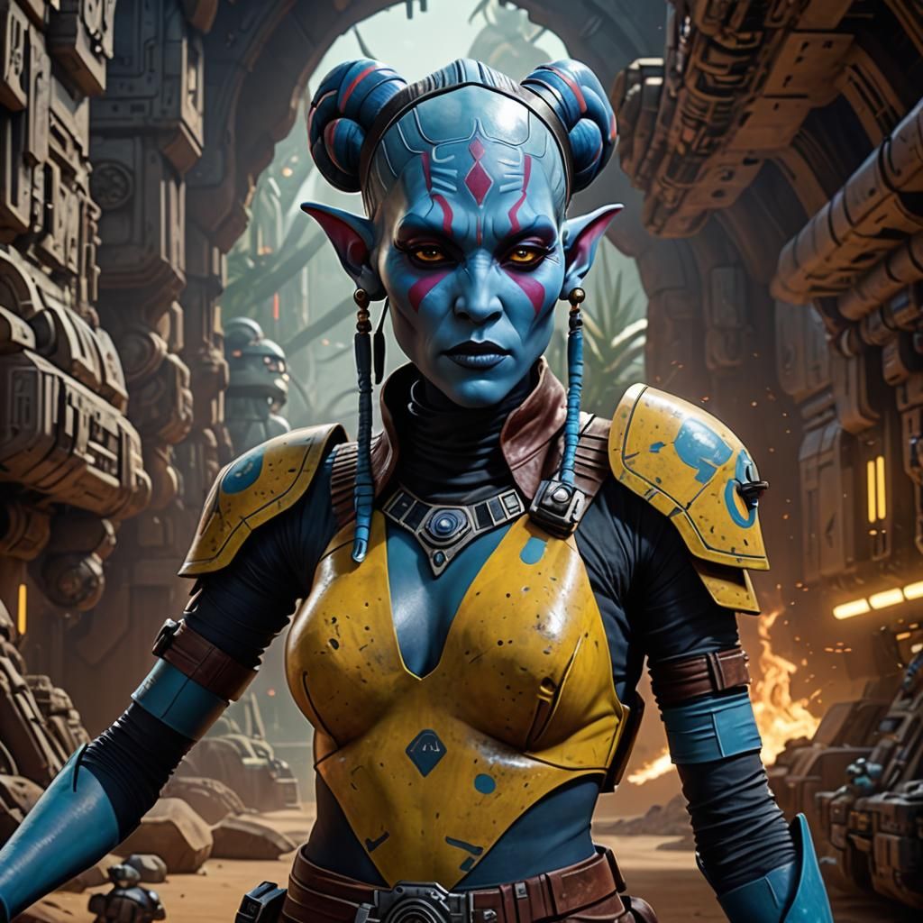 Star Wars Twi'lek Girl: Detailed Matte Painting