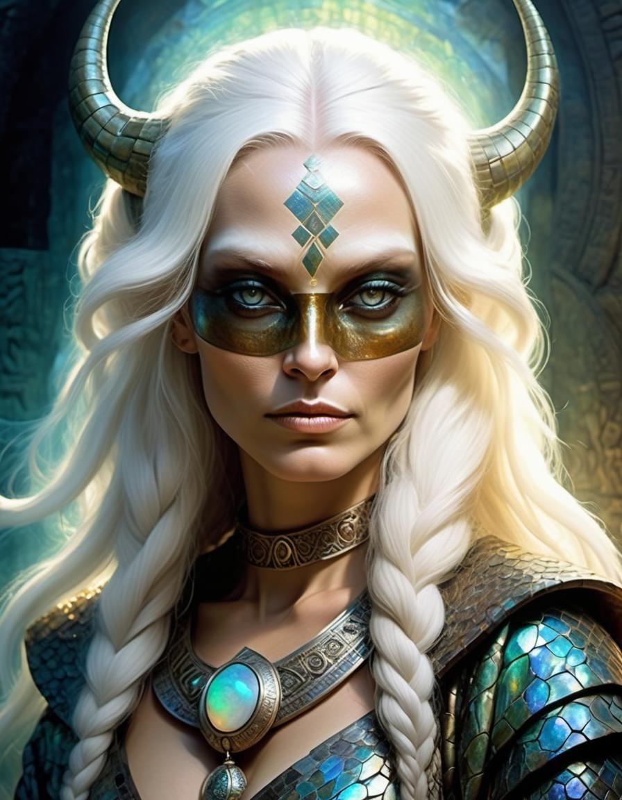 Ornate Priestess in Bioluminescent Lemuria