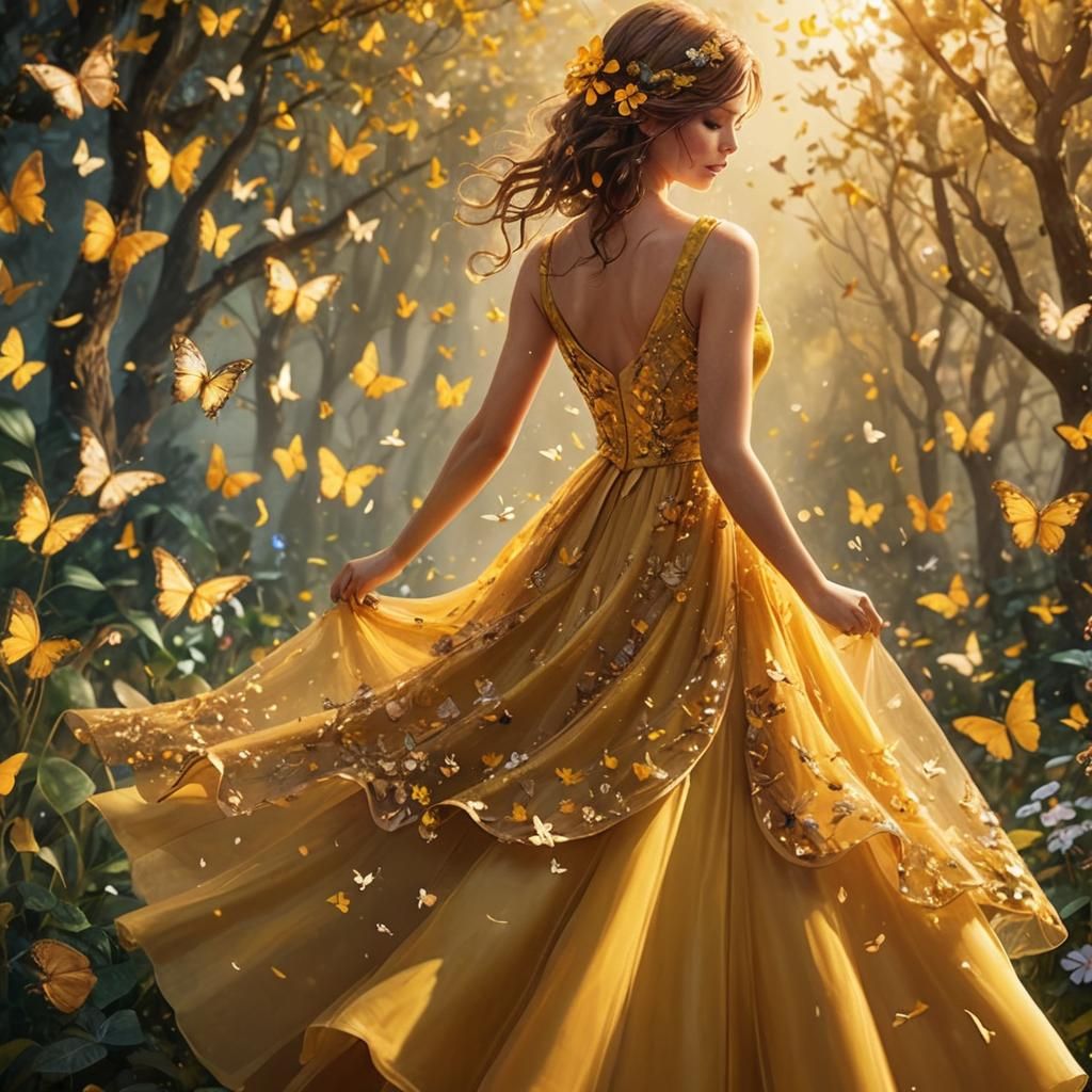 Fantasy Girl in Butterfly Garden Concept Art