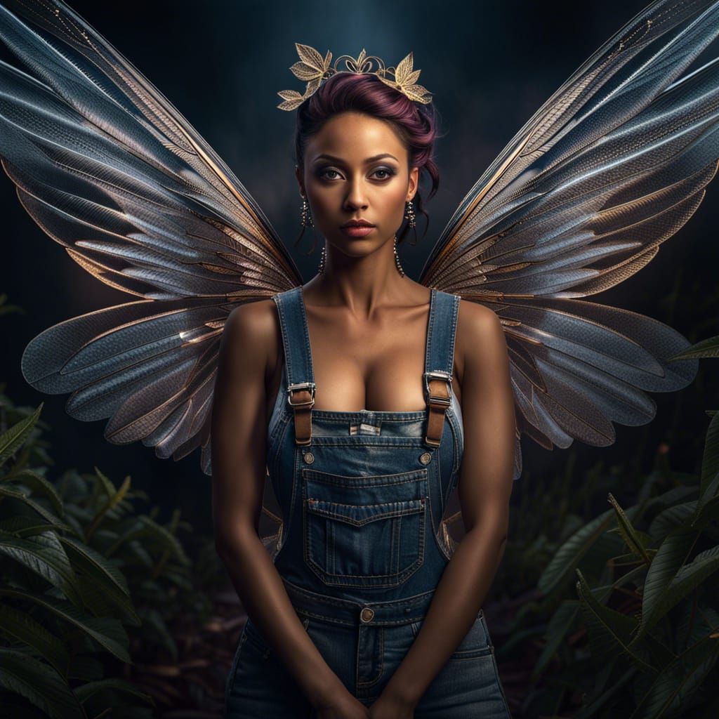 Hyperrealistic Redneck Fairy with Crystal Wings