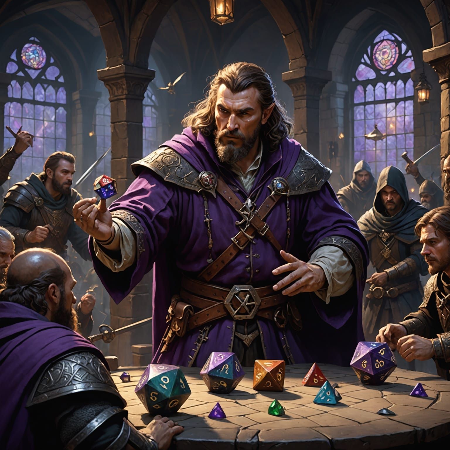 Dungeon Master's Dice Roll in Dark Fantasy Battle