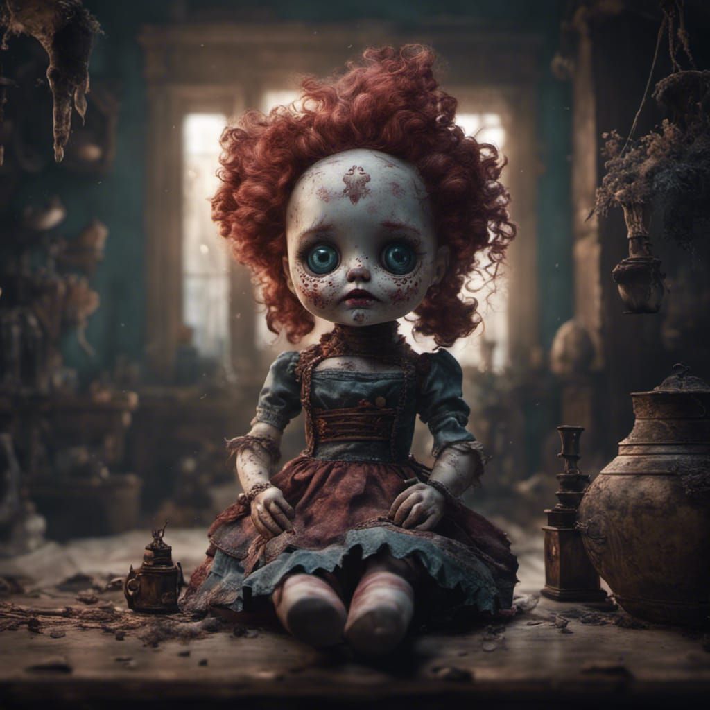 Creepy Doll in Detailed Matte Painting Style