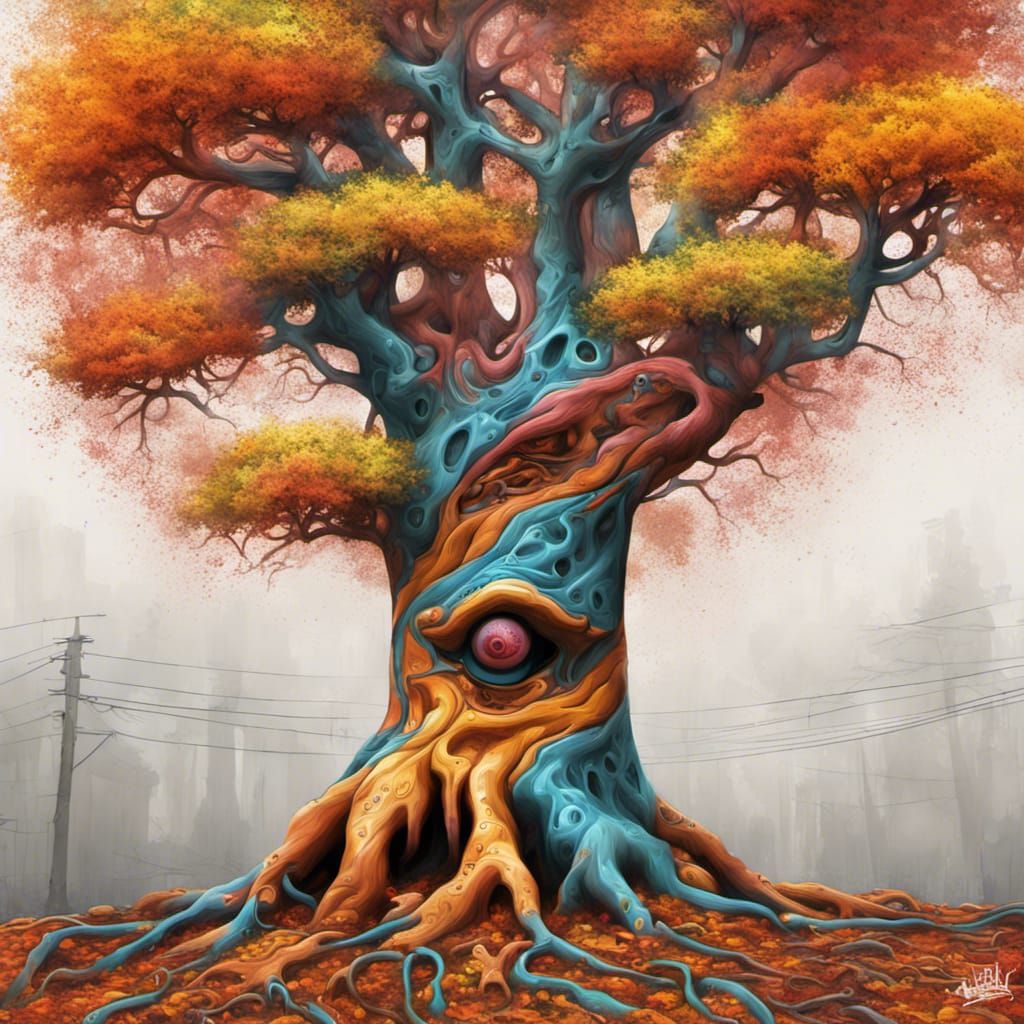 Fractal Pig-Faced Tree in Graffiti Art Style