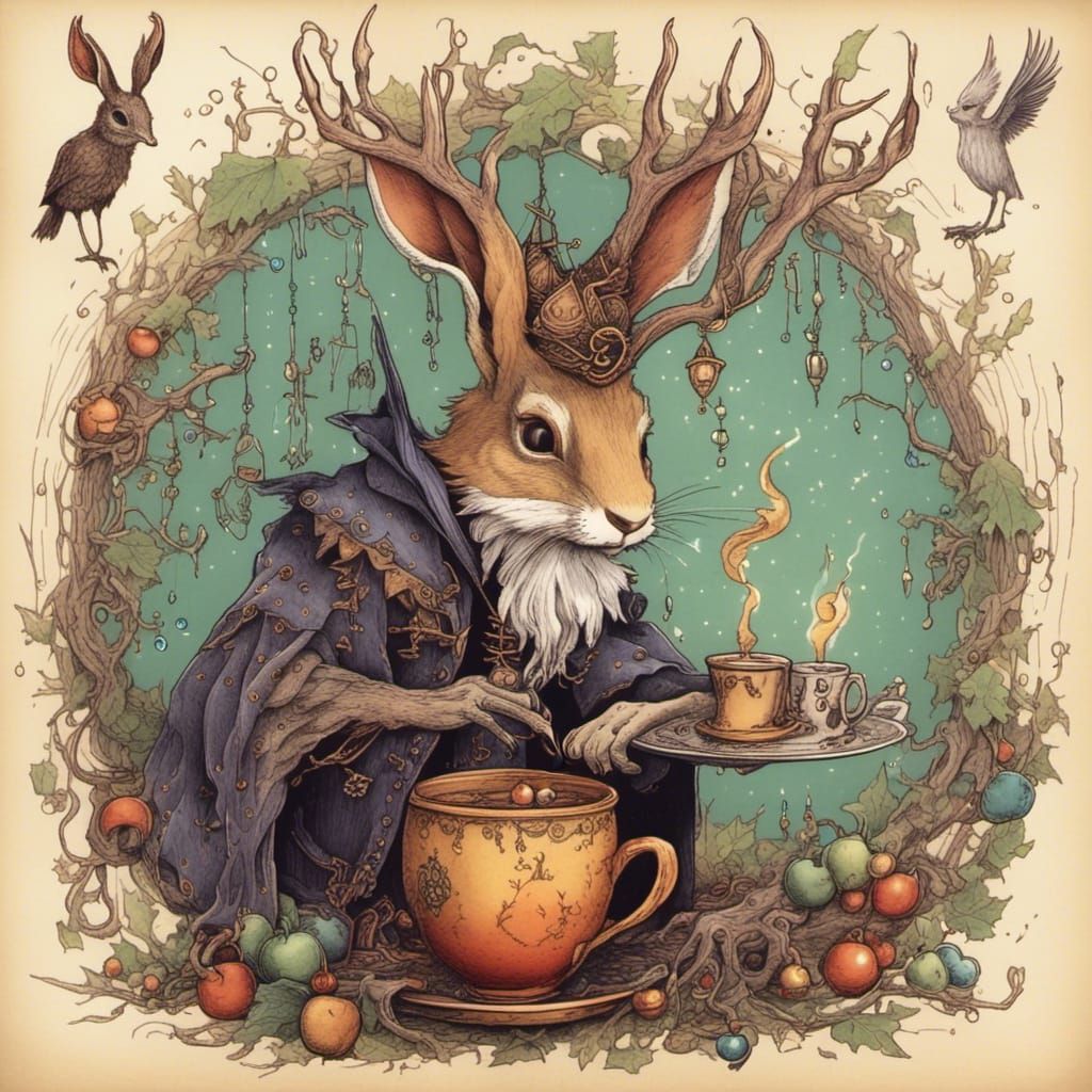 Festive Jackalope Christmas Decoration in Celtic Style