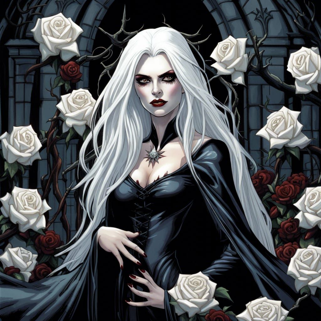 Gothic Vampire Queen in Comic Book Art Style
