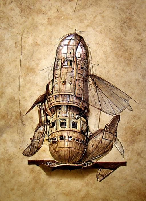 Steampunk Airship Leonardo da Vinci Illustration