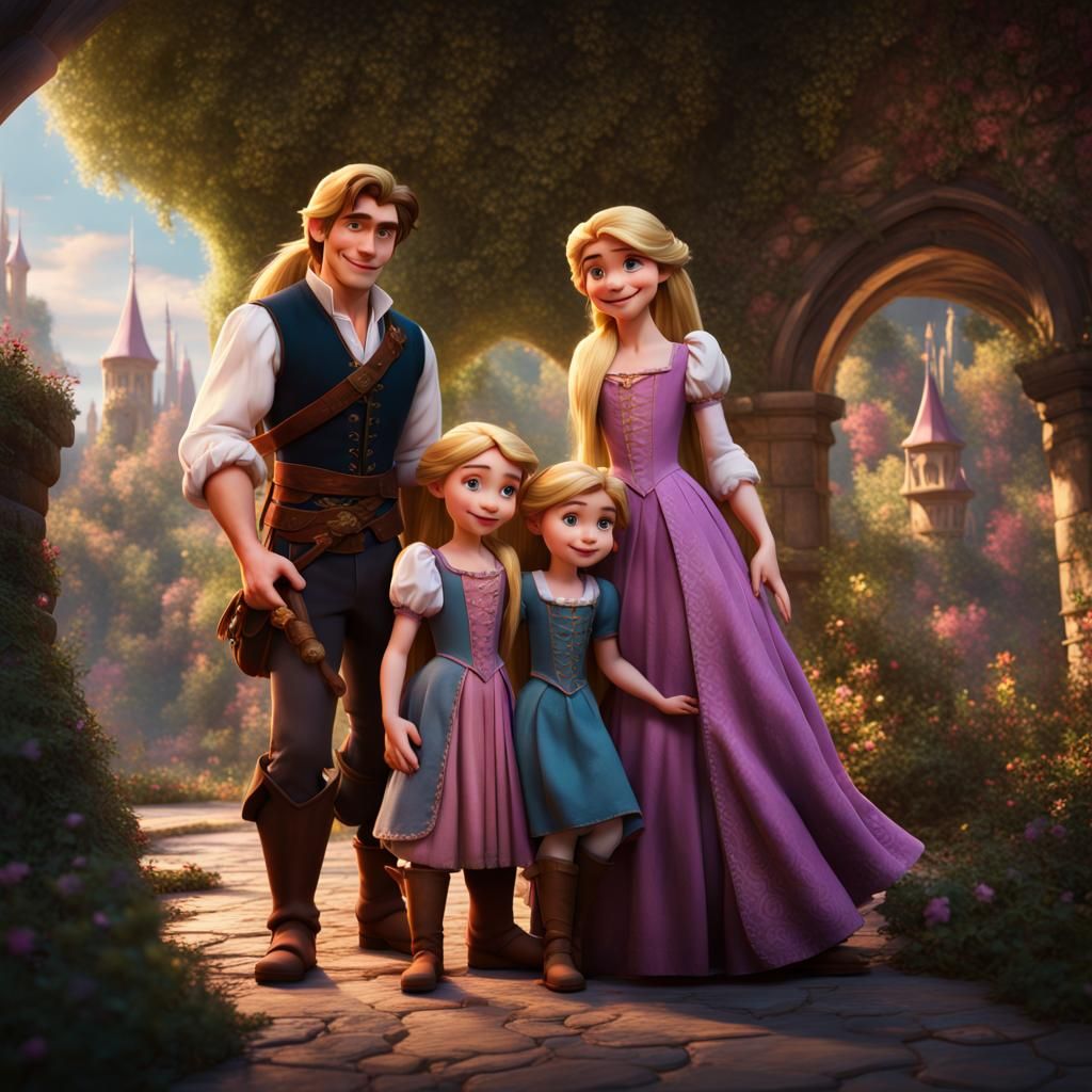 Rapunzel, Flynn, and Daughters: Fantasy Concept Art