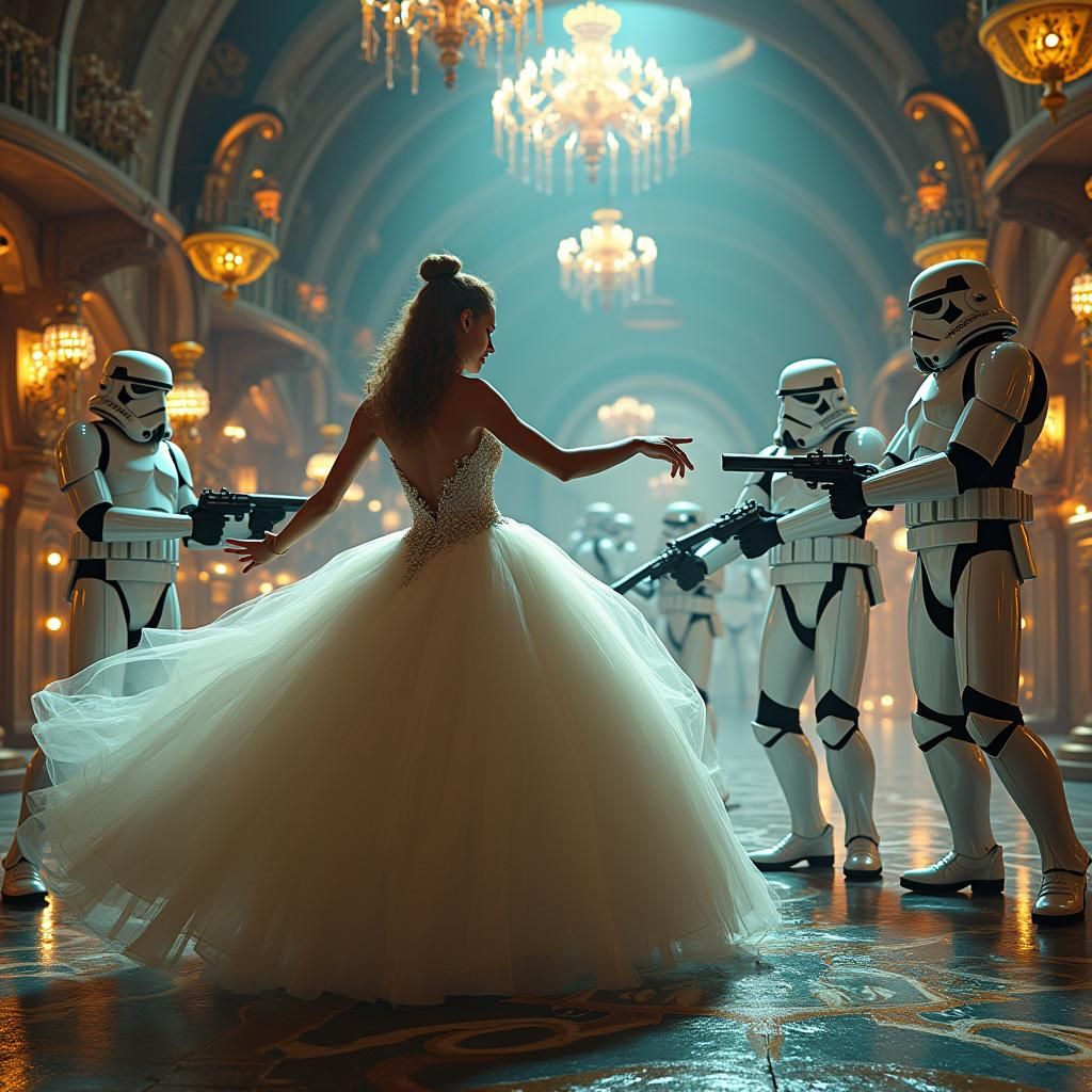 Disney Princess vs Stormtroopers in Rococo Death Star
