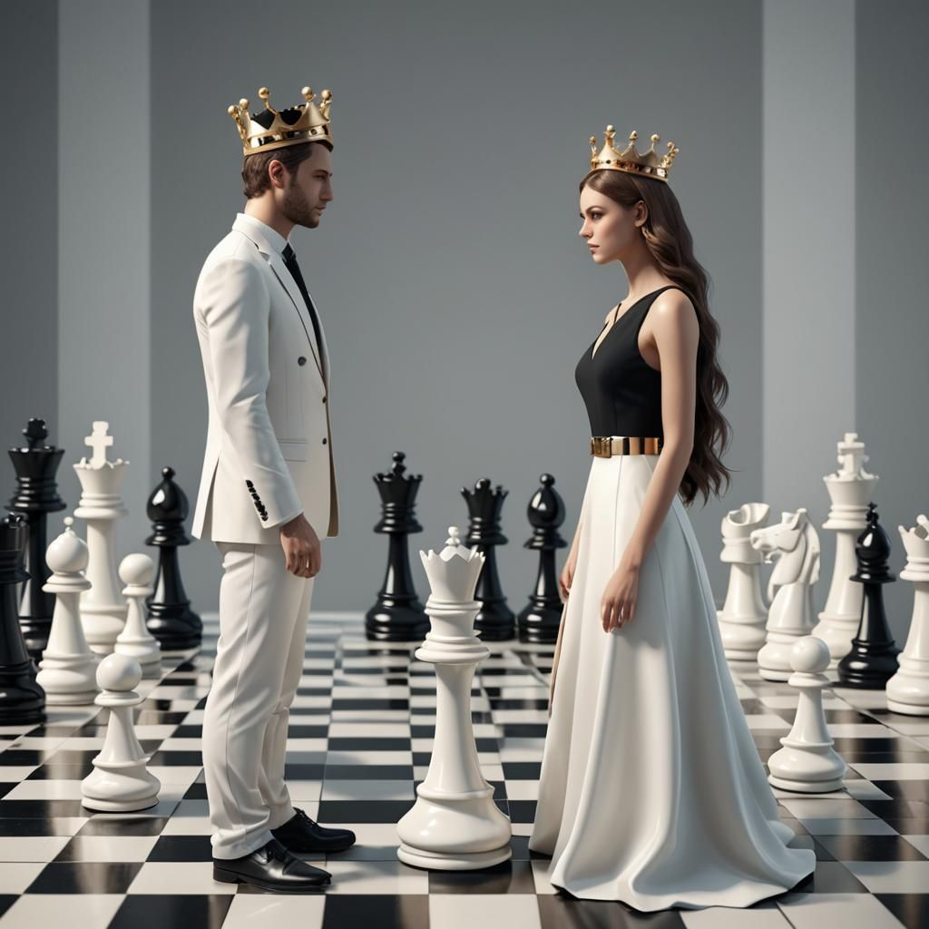 Regal Chess Duel in Elegant Attire