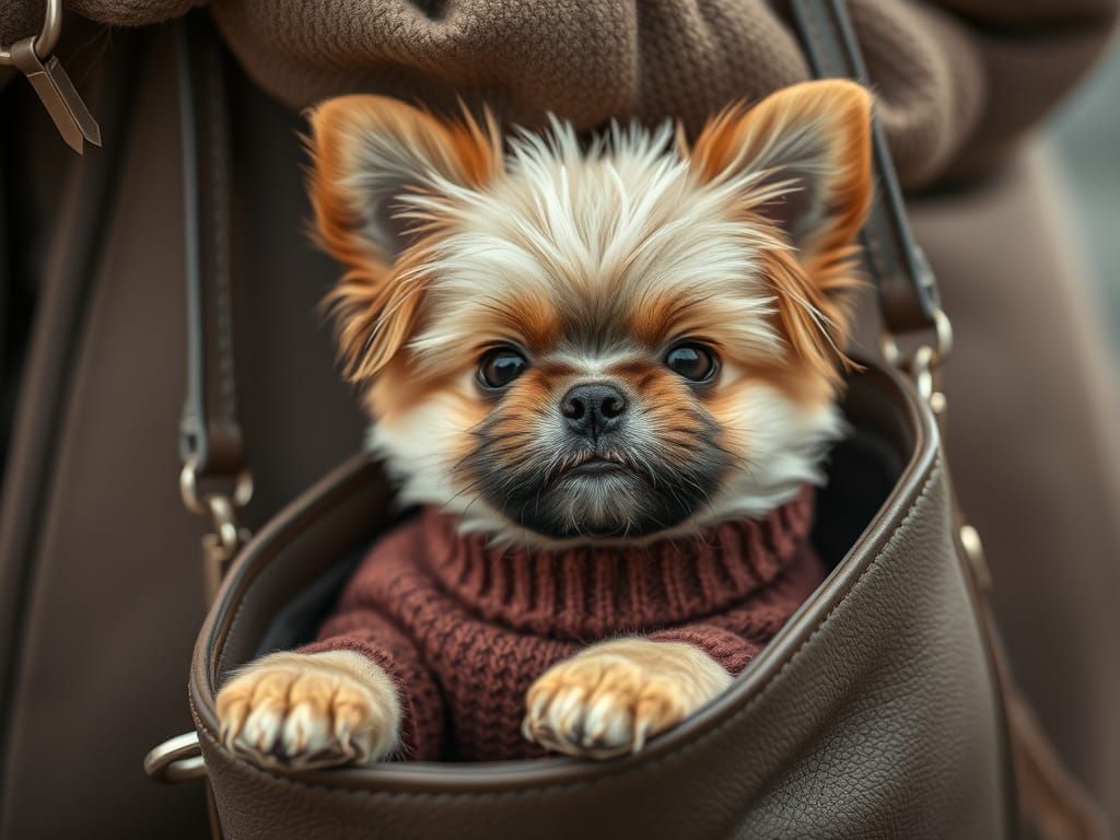 Adorable Fufu Dog Sits in Chic Handbag