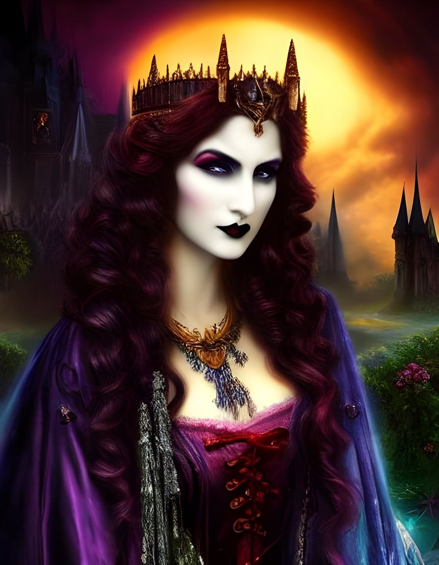 Gothic Vampire Queen Portrait in Digital Art Style