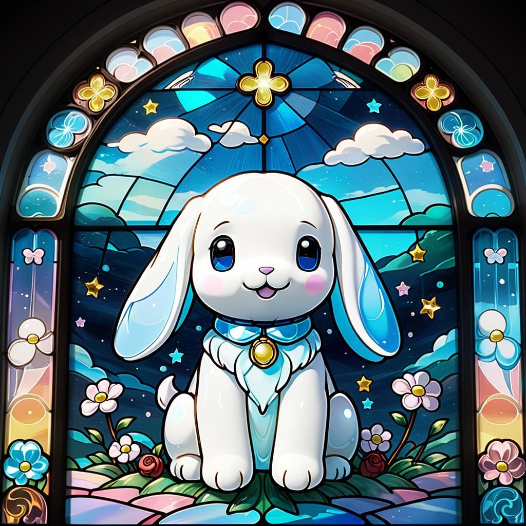 Stained Glass Cinnamoroll Anime Art