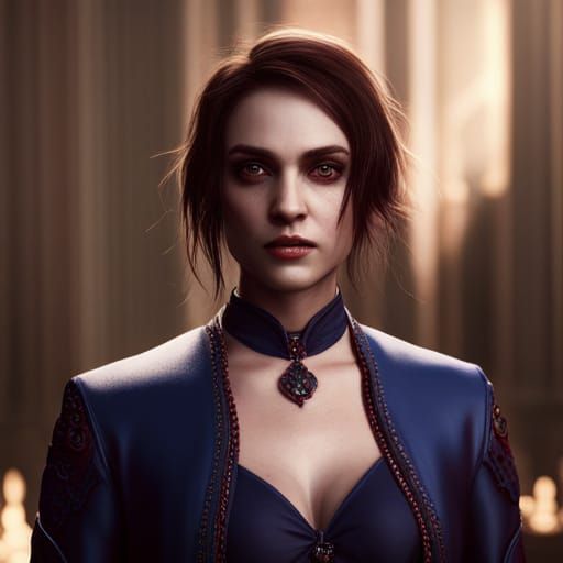 Detailed Vampire Close-Up: Fantasy Concept Art