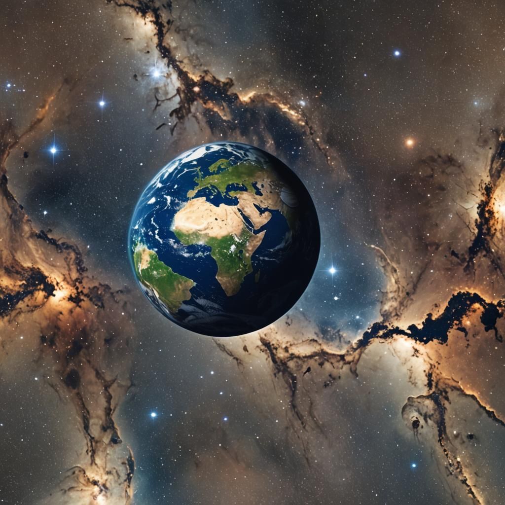 Earth Suspended in Starry Space