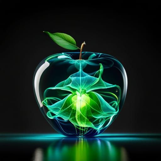 Luminous Purple Apple in Art Nouveau Style