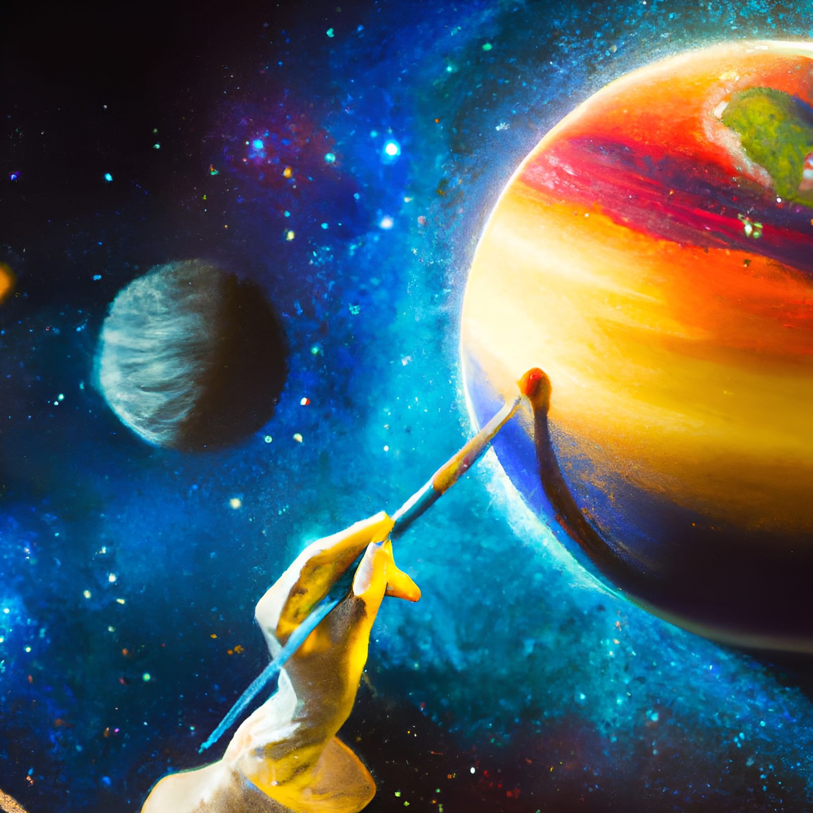 Artist Painting a Planet