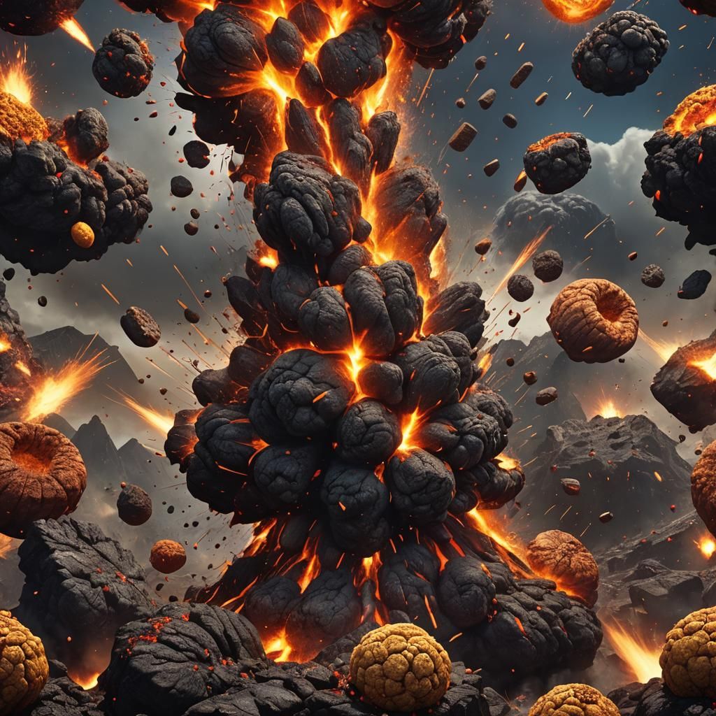 Volcanic Food Explosion: A Matte Painting