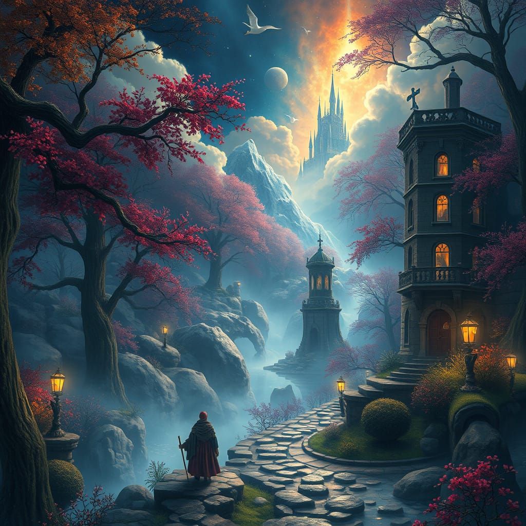 Ethereal Scene in Dreamlike Folklore Style