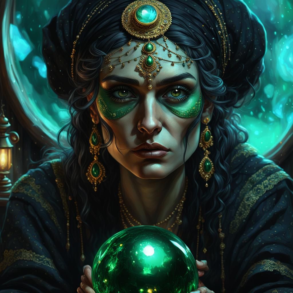Gypsy and Crystal Ball: Dark Fantasy Concept Art